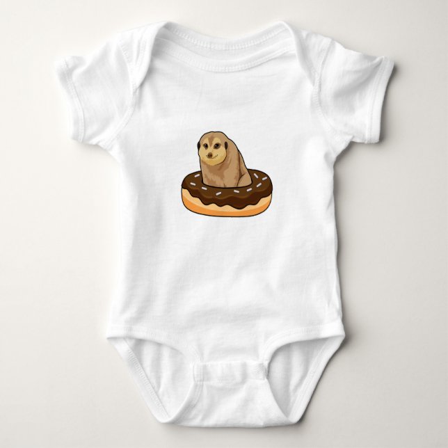Meerkat with Doughnut Baby Bodysuit (Front)