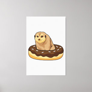 Meerkat with Doughnut Canvas Print