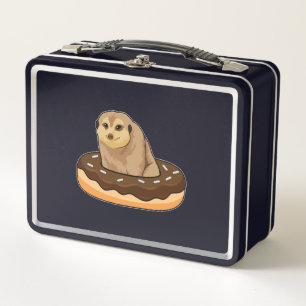 Meerkat with Doughnut Metal Lunch Box