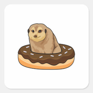 Meerkat with Doughnut Square Sticker