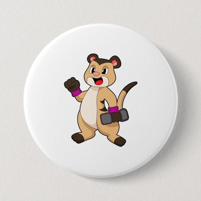 Meerkat with Dumbbell 7.5 Cm Round Badge (Front)