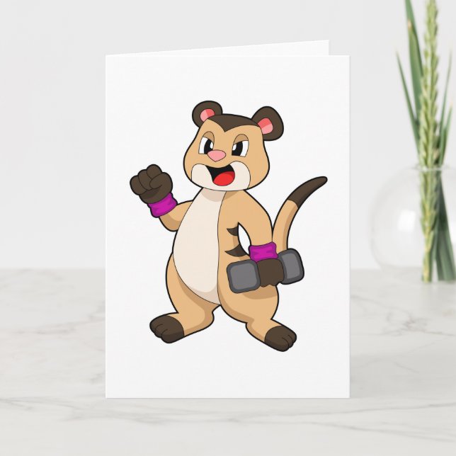 Meerkat with Dumbbell Card (Front)