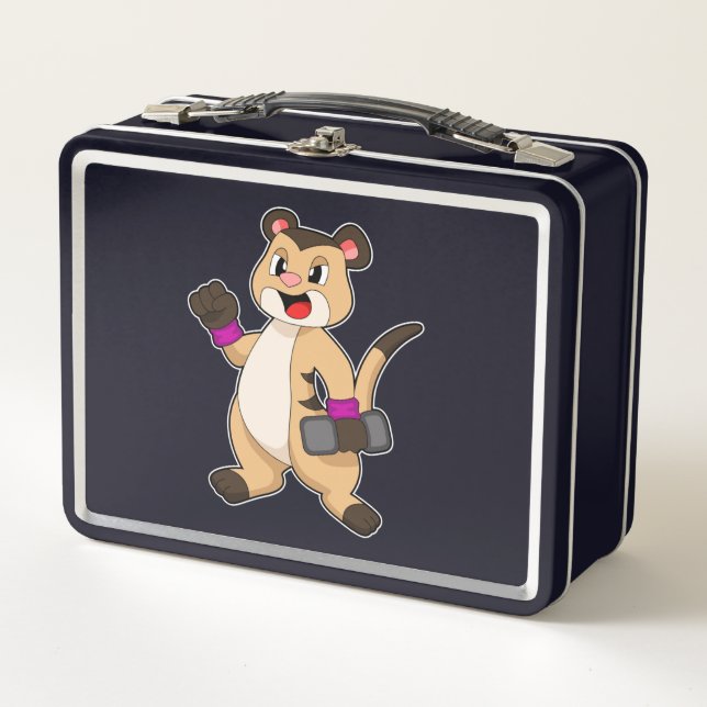 Meerkat with Dumbbell Metal Lunch Box (Front)