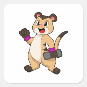 Meerkat with Dumbbell Square Sticker
