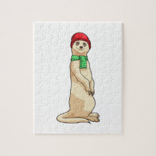 Meerkat with Hat and Scarf Jigsaw Puzzle