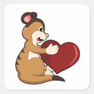 Meerkat with Heart Square Sticker