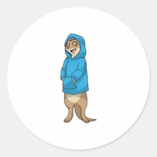 Meerkat with Hoodie Classic Round Sticker