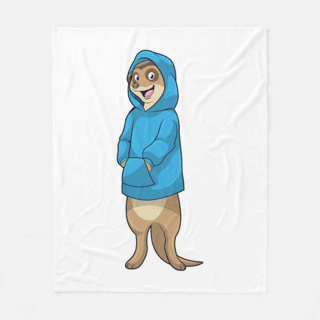 Meerkat with Hoodie Fleece Blanket (Front)