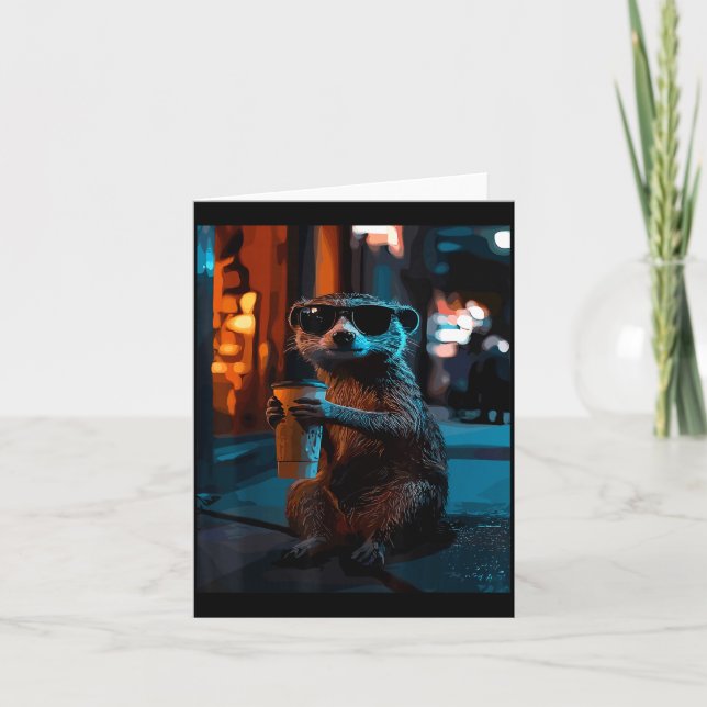 Meerkat with iced coffee  card (Front)