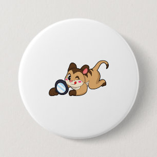 Meerkat with Magnifying glass 7.5 Cm Round Badge