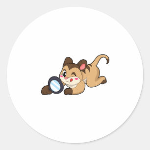 Meerkat with Magnifying glass Classic Round Sticker