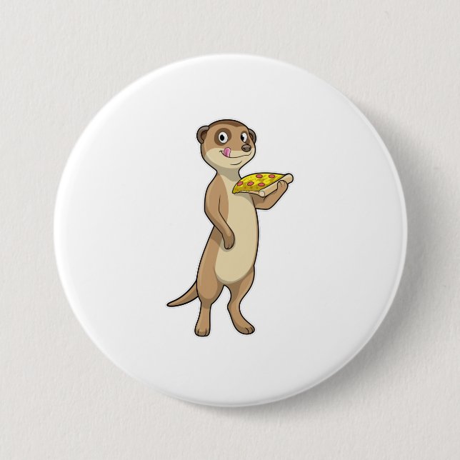 Meerkat with Pizza 7.5 Cm Round Badge (Front)
