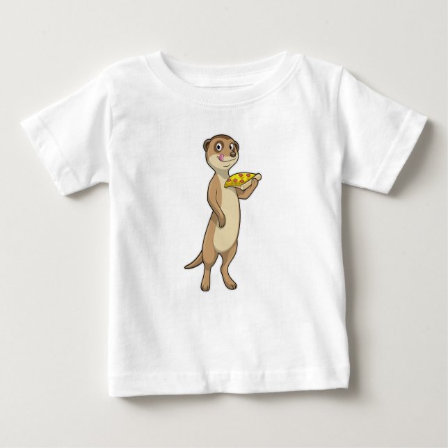 Meerkat with Pizza Baby T-Shirt (Front)