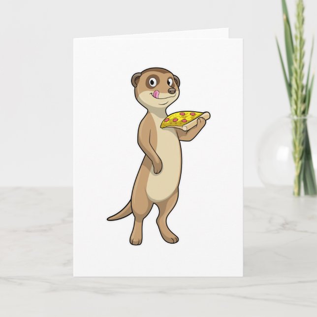 Meerkat with Pizza Card (Front)