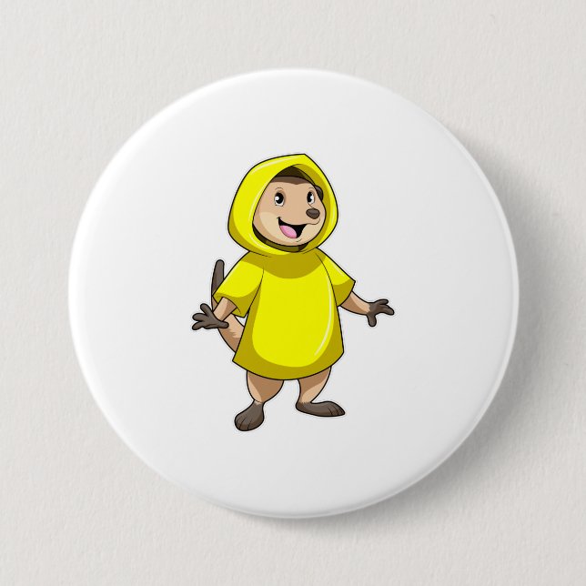 Meerkat with Raincoat 7.5 Cm Round Badge (Front)