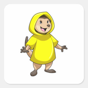 Meerkat with Raincoat Square Sticker