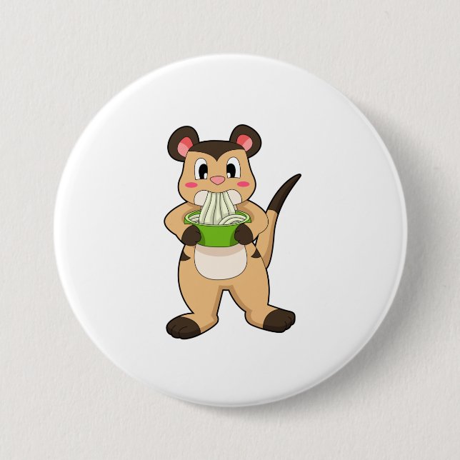 Meerkat with Ramen 7.5 Cm Round Badge (Front)