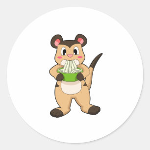 Meerkat with Ramen Classic Round Sticker