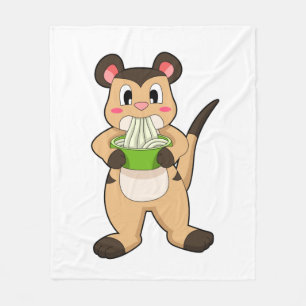 Meerkat with Ramen Fleece Blanket