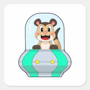 Meerkat with Submarine Square Sticker