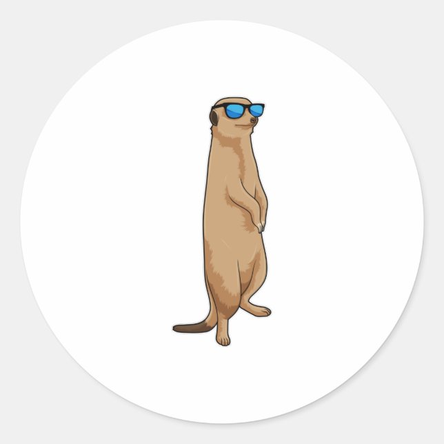 Meerkat with Sunglasses Classic Round Sticker (Front)