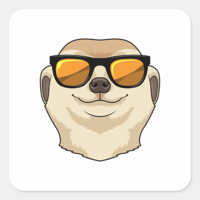 Meerkat with Sunglasses Square Sticker (Front)