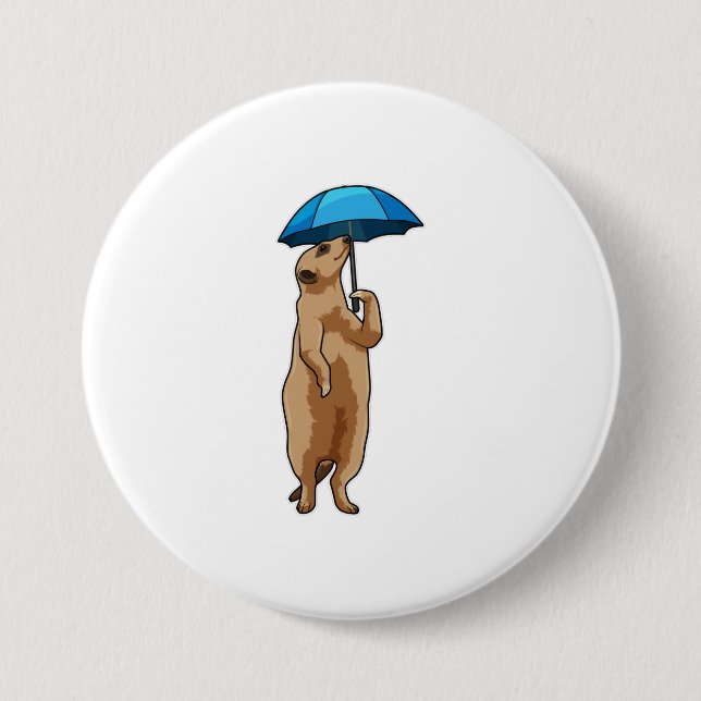 Meerkat with Umbrella 7.5 Cm Round Badge (Front)