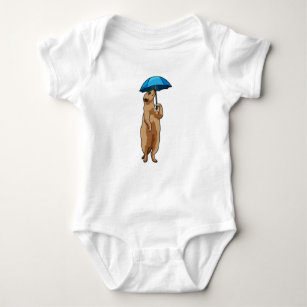 Meerkat with Umbrella Baby Bodysuit