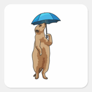 Meerkat with Umbrella Square Sticker