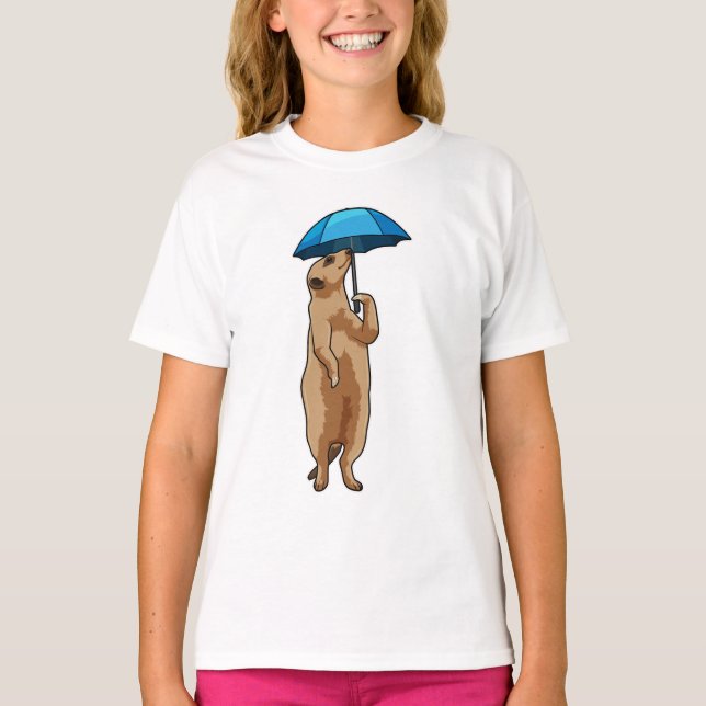 Meerkat with Umbrella T-Shirt (Front)