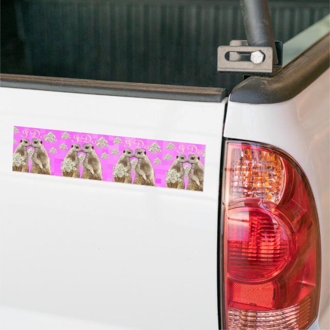 Meerkats I Do Wedding Day, Bumper Sticker (On Truck)