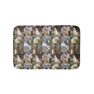 Meerkats In A Photo Collage, Memory Foam Bath Mat