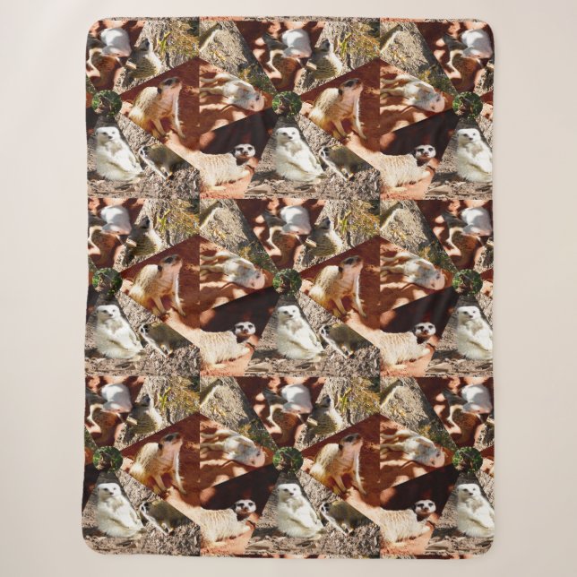 Meerkats In Triangles, Large Sherpa Blanket (Front)