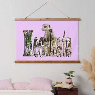 Meerkats, Wood Topped Wall Hanging Hanging Tapestry