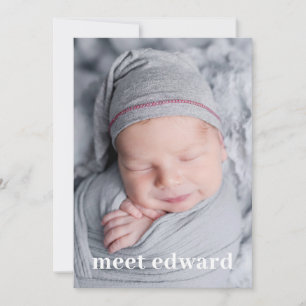 Meet Baby Photo Birth  Announcement