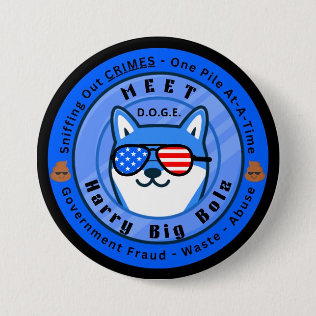 Meet D.O.G.E. Harry Big Bolz Button (Front)