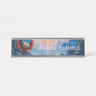 Meet Emberlyn — the Smiling Chaos Guardian Desk Name Plate
