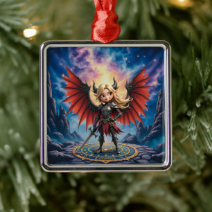 Meet Emberlyn — the Smiling Chaos Guardian Metal Ornament