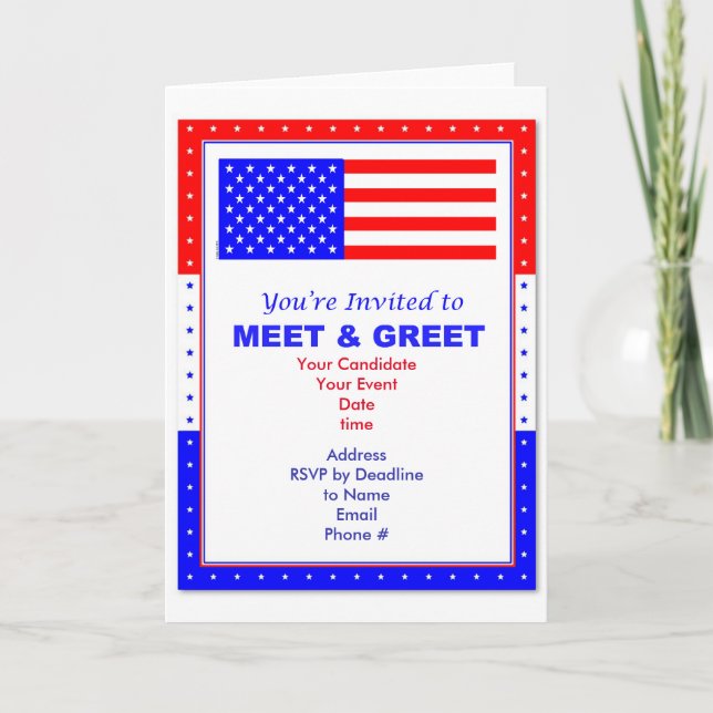 Meet & Greet Political Invitation Greeting Card (Front)