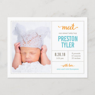 MEET HIM Modern Birth Announcement