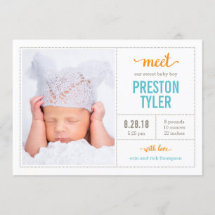 MEET HIM Modern Birth Announcements