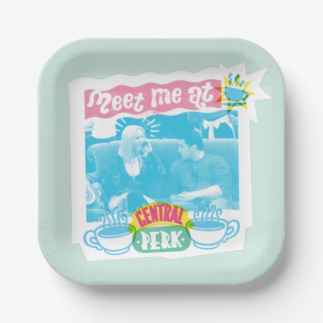 Meet Me at Central Perk Neon Graphic Paper Plate (Front)