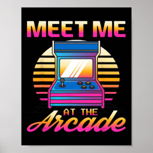 Meet Me At The Arcade Gamer Vaporwave Retro Video Poster
