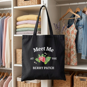 Meet Me at the Berry Patch Black Berry Tote Bag