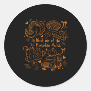 Meet Me At The Pumpkin Patch Coquette Bow Truck Fa Classic Round Sticker