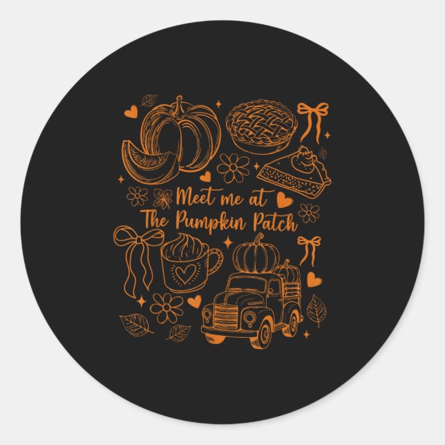 Meet Me At The Pumpkin Patch Coquette Bow Truck Fa Classic Round Sticker (Front)