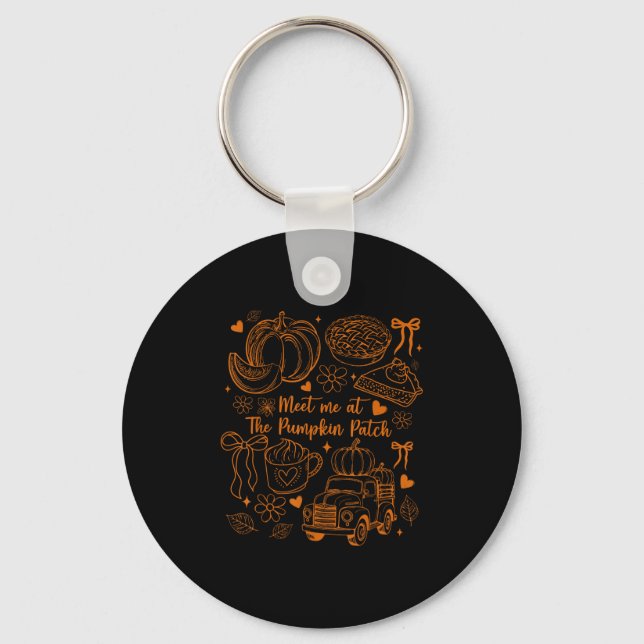 Meet Me At The Pumpkin Patch Coquette Bow Truck Fa Key Ring (Front)
