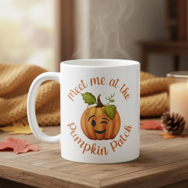Meet Me At The Pumpkin Patch Fall Winking Pumpkin Coffee Mug (Meet Me At The Pumpkin Patch Fall Winking Pumpkin Coffee Mug)