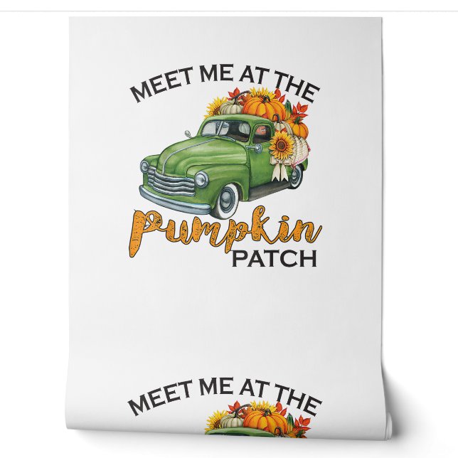 Meet Me At The Pumpkin Patch Pickup Fall Thanksgiv Wallpaper (Unrolling)