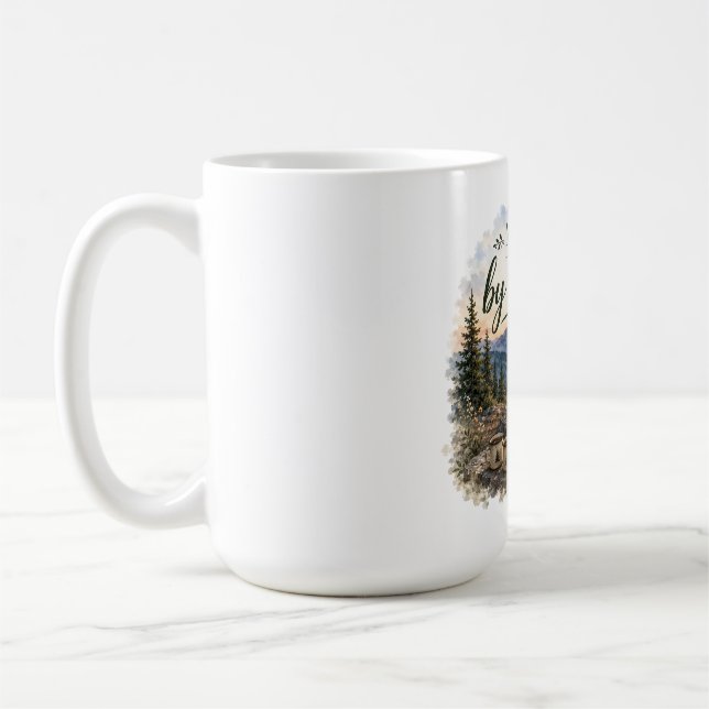Meet Me by the Fire Mountain Campfire Sunset Coffee Mug (Left)